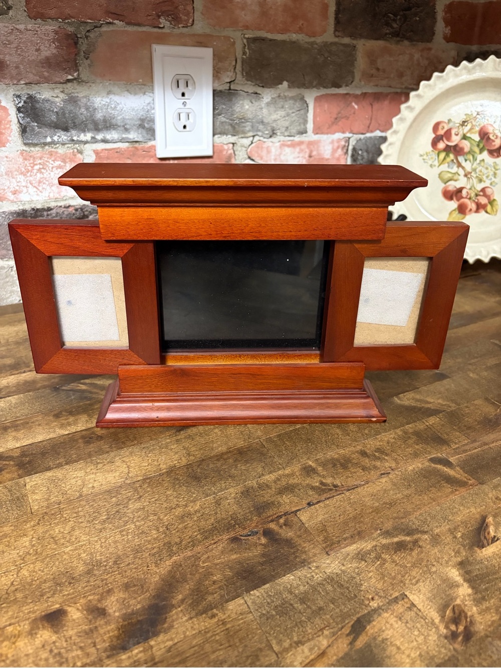 Wooden Triple Photo Frame - Rich Cherry Finish